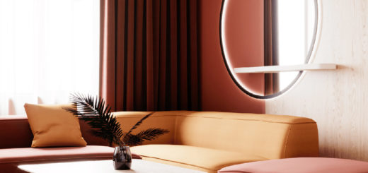 Два современных дизайна дома с красным, оранжевым и золотым